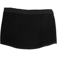 Dolce&Gabbana Zwarte Kant Sjaal Gebreid DG Logo Heren Één Maat Sjaal