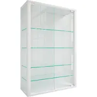 VCM Glasvitrine hängend, Vitrine Glas mit ESG-Sicherheitsglas, Maße: H. 91 x B. 60 x T. 25 cm, Hängevitrine Glas, modern und platzsparend, Glas Vitrinenschrank - Udina L