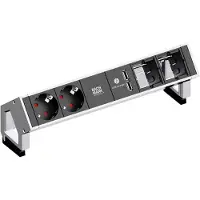 Bachmann DESK2 2x geaard contact 2x ABD 1x USB Lader GST18, wit