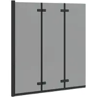 vidaXL Vouwdouchewand Zwart 130 x 138 cm ESG Glas en Aluminium