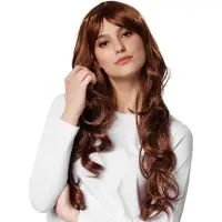 TecTake dressforfun - Pruik lang haar lokken bruin - verkleedkleding kostuum halloween verkleden feestkleding carnavalskleding carnaval feestkledij partykleding - 303623