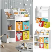 Vicco Luigi Kinderboekenkast – 100.4 x 114.2 cm met 4 vouwboxen (gekleurd) Wit