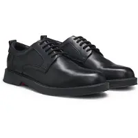 HUGO Derbyschoenen van leer met geperforeerde monogrammen