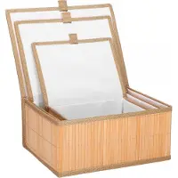 Springos Organizer - Opberger - Gesloten - Badkamer - Cosmetica - Bamboe - Set Van 3 - Ecru