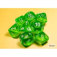 Chessex Translucent Polyhedral Rad Green/white Dobbelsteen Set (7 stuks + 1 bonus)