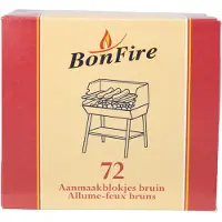 Bon Fire BonFire - Aanmaakblokjes Bruin - Zak 72 Stuks - Barbeque - BBQ - Zomer - Accesoires
