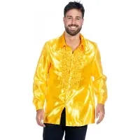Coppens Ruche blouse satijn geel - Satijn - Carnavalskleding heren grote maten | Maat 60