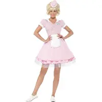 Vegaoo Roze serveerster jaren 50 kostuum voor vrouwen - Verkleedkleding - Small
