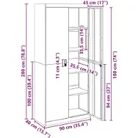 vidaXL Opbergkast Mosterdgeel 90 x 40 x 200 cm Staal