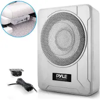 Pyle Subwoofersysteem – Subwoofer met Ingebouwde Versterker -600 Watt- Compact Actief Marine Onderzit - Aangedreven Auto Subwoofer met Lage en Hoge Niveau Invoeren – Zilver