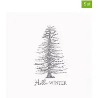 Clayre & Eef Servetten Papier Set van 20 33x33 cm Wit Papier Winter