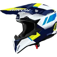 Airoh Wraaap Vision, motorcrosshelm ,Donkerblauw/Wit/Neon-Geel ,S
