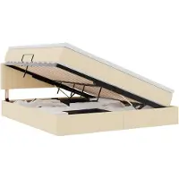 vidaXL Opbergbed met matras met hoofdeinde Crème 180 x 200 cm fluweel