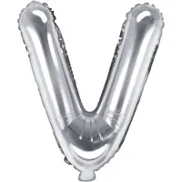 Party Deco Partydeco - Folieballon Zilver Letter V (35 cm)