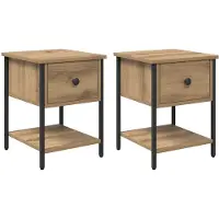 vidaXL Nachtkastje 2 st Artisan Eiken 34 x 35,5 x 45 cm Bewerkt hout