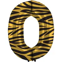 Folat - Folieballon Cijfer 0 Tiger Chic - 86 cm