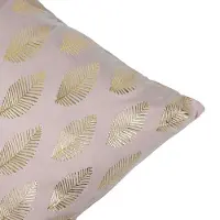 Mars & More Cushion velvet soft pink print leaf gold 45 x 45 cm