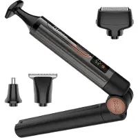 Hatteker 4-in-1 Lichaamstrimmer Set - Rugtrimmer, Baardtrimmer, Neus-/Oortrimmer & Precisietrimmer - LED Display - Zwart