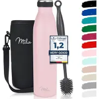 Markenlos Roestvrij Staal Vacuüm Geïsoleerde Waterfles - Dubbelwandige Metaalfles, Voor Warme, Koude & Koolzuurhoudende Dranken (500ml, Roze)