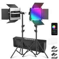Neewer 2 x 660 PRO RGB LED-videolamp met statiefset App-bediening 360° full colour videolamp 50 W dimbaar 3200~5600 K CRI97+ Studio continuverlichting Gaming/streaming/Zoom/YTB/Webex/fotografie