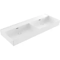 Saniclass Legend Meubelwastafel - 121x47x13cm - met overloop - 2 wasbakken - 0 kraangaten - keramiek - glans wit