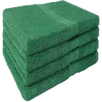 NatureMark Set van 4 handdoeken, 50 x 100 cm, badstof handdoeken, 100% katoen, donkergroen