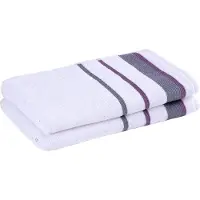 Serenity - Biologisch katoen 2 stuks decoratieve badhanddoek set - hoogwaardig, licht, zacht en absorberend, Oeko-Tex Made in Green & GOTS gecertificeerd - 2 badhanddoeken - paars