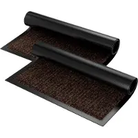 Relaxdays Deurmat (set van 2) - vuilvangmat 40 x 60 cm voor de entree bruin - deurmat voor binnen wasbaar en voor buiten, antislip en schokabsorberend