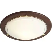 QAZQA Klassieke plafondlamp walnoothout met wit glas - Mesiac