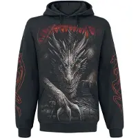 Spiral - Gothic Trui met capuchon - Majestic Draco - L tot XXL - voor Mannen - zwart - Maat XL