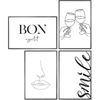 Reinders - Proost - Set wanddecoratie 20x30 cm - Zwart-Wit