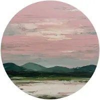 Reinders - Bergen in roze wolken II - Glasschilderij Ø 70 cm - Roze