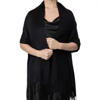 LONGZIMING -Zwarte pashmina sjaal – Grote zachte omslagdoek – 200 × 65 cm – Perfect voor bruiloften, feesten en dagelijks gebruik