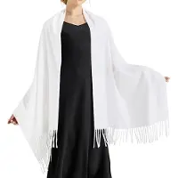 LONGZIMING -Witte pashmina sjaal – Elegante bruiloft omslagdoek – 200 × 65 cm – Zachte en lichte shawl voor dames