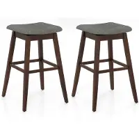 Costway Barkruk, 2-delige set, barkruk 360 graden draaibaar, zithoogte 76 cm, houten kruk met voetensteun, bistrokruk gevoerd, keukenkruk, modern