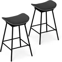 Costway Barkruk, set van 2, baliekruk, 360 graden draaibaar, zithoogte 71,5 cm, houten kruk met voetensteun, bistrokruk gevoerd, keukenkruk, modern (zwart)