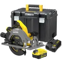 Stanley V20 18V Brushless Cirkelzaag SFMCS551R-BE 190mm (met 4.0Ah accu en lader) + Dubbel zijdige rail voor V20 - SFMCS551R-BE