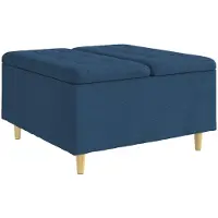 vidaXL Ottoman met opbergruimte, blauw, 80 x 80 x 45 cm, gestoffeerd