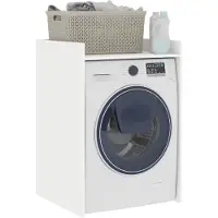 vidaXL Wasmachinekast met opslag Wit 67,5 x 62 x 97 cm Bewerkt hout