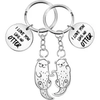 Karma Originele Otter Sleutelhanger Set voor Stelletjes - Gegraveerd met Romantische Tekst