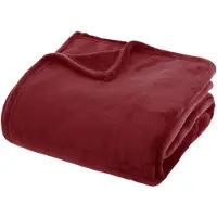 Atmosphera fleece deken/fleeceplaid - Bordeaux rood - 180 x 230 cm - polyester - Molton Bankdeken