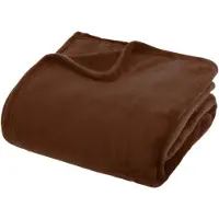 Atmosphera Plaid effen flanel fleece deken - 180x230 cm - Bruin