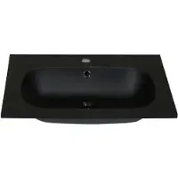Vente-unique Inbouwwastafel in hars met steenlook - Zwart - L60 x B46 cm - OKIWA