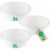 Novaliv 3x Afwaskommen Rond 5L, D32 cm, Wit, BPA-vrij, Vaatwasserbestendig, Ideaal voor Keuken en Camping, Ronde Kom, Ronde Plastic Kom, Afwaskom, Plastic Kom, Plastic Kom