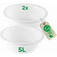 Novaliv 2x Afwaskom Rond 5L, D32 cm, Wit, BPA-vrij, Vaatwasserbestendig, Ideaal voor Keuken en Camping, Ronde Kom, Ronde Plastic Kom, Afwaskom, Plastic Kom, Plastic Kom