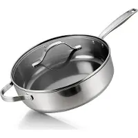 BE Living RVS Hapjespan met Deksel - Ø 28 cm - Sauteerpan - Keramische Braadpan - Inductie Pan - PFAS Vrij Anti Aanbak - Essential Series
