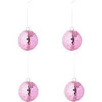 J-Line kerstbal Spiegel - glas - roze - small - doos van 4