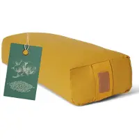 #DoYourYoga - Hoekig Yoga bolster - »Paravati« - Meditatiekussen met bio-organische boekweit schalen vulling - L67 cm & diam.13 cm - curry geel