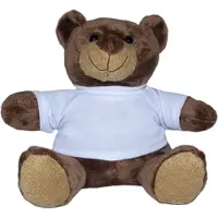 MBW Beer Siggi - knuffelbeer - donkerbruine teddybeer - wit T-shirt - 18 cm - pluche - Minifeet -