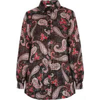 Usha Blouse 'Festival' pastelblauw / bruin / rood / offwhite